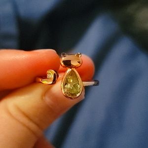Rose Gold Plated Peridot Cat Ring